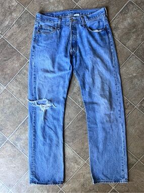 Levi’s 501 Y2K Straight Leg Jeans 33x30 Distressed Repaired